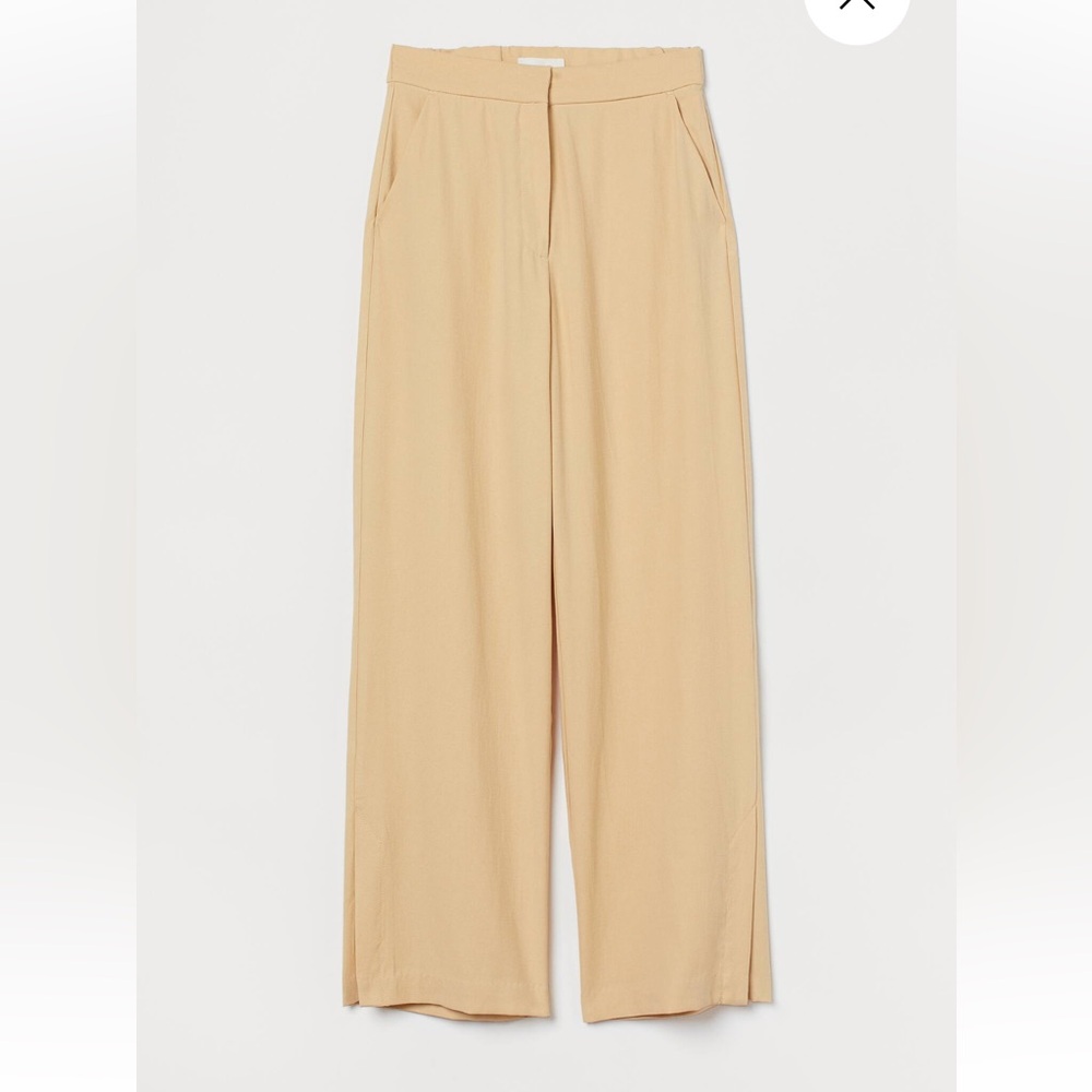 H&M Linen Blend Pale Yellow Trousers Sz 14
